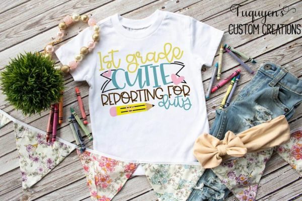 1st Grade Cutie Reporting for Duty Kids School Shirt