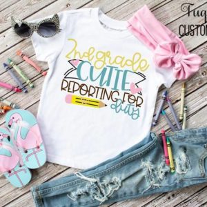 2nd Grade Cutie Reporting for Duty Kids School Shirt