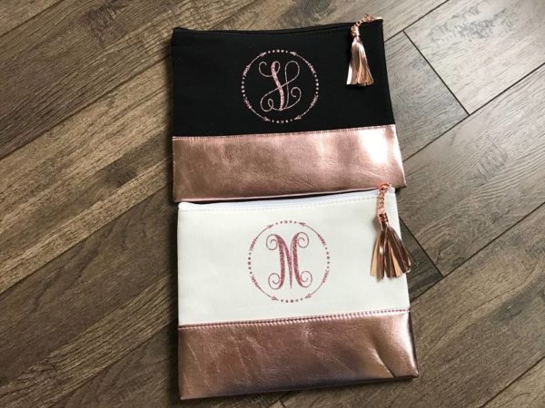 Personalized Monogrammed Rose Gold Makeup Bag