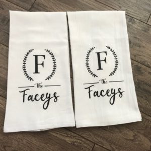 Personalized Monogrammed White Flour Sack Kitchen Towels (Set of 2)