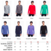 Adult Unisex Long Sleeve T-Shirt Color & Size Chart