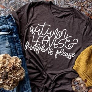 Autumn Leaves & Pumpkins Please Adult T-Shirt