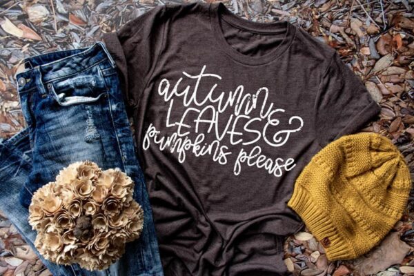 Autumn Leaves & Pumpkins Please Adult T-Shirt
