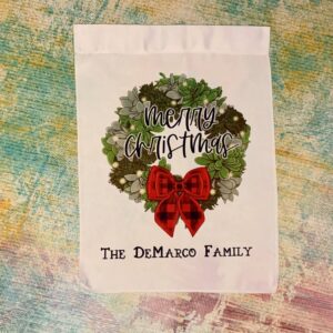 Merry Christmas Succulent Wreath Garden Flag