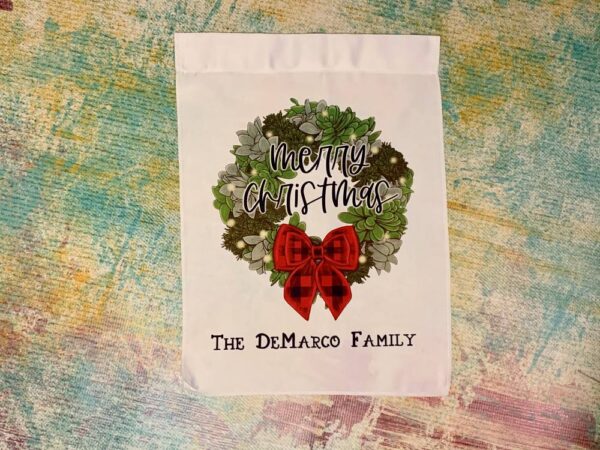 Merry Christmas Succulent Wreath Garden Flag