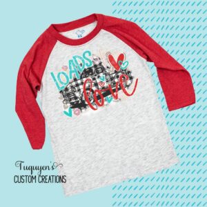 Loads of Love Truck Valentine Raglan Shirt for Toddlers & Youth