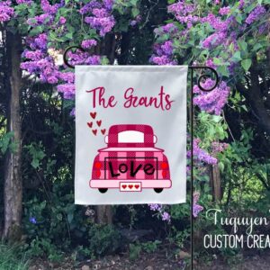 Valentine's Day Love Truck Garden Flag