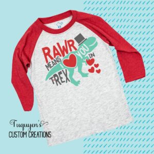 Rawr Means I Love You in T-Rex Raglan Shirt for Toddlers & Youth