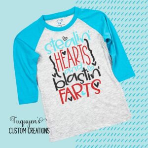 Stealin' Hearts and Blastin' Farts Raglan Shirt for Toddlers & Youth