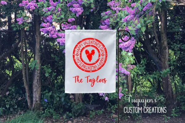 Valentine's Day Distressed Stamp Garden Flag