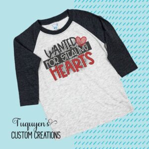 Wanted for Stealing Hearts Raglan Shirt for Toddlers & Youth