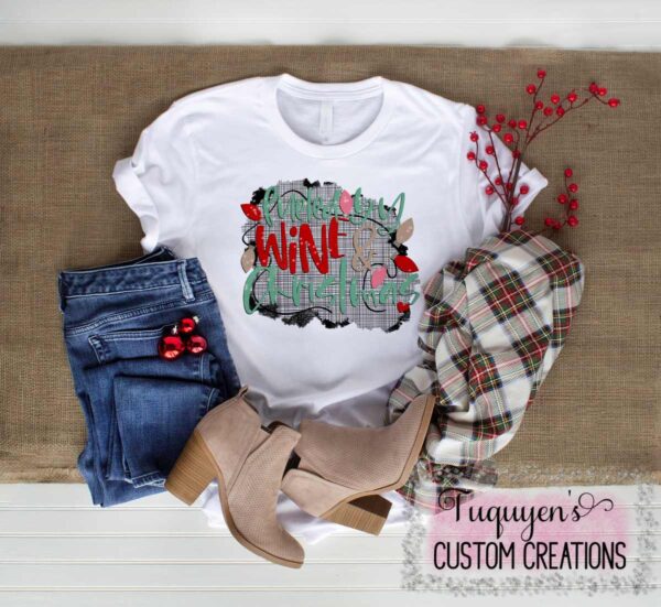 Fueled by Wine and Christmas T-Shirt for Adults