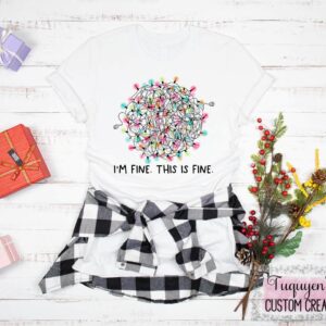 I'm Fine This is Fine Tangled Christmas Lights T-Shirt for Adults