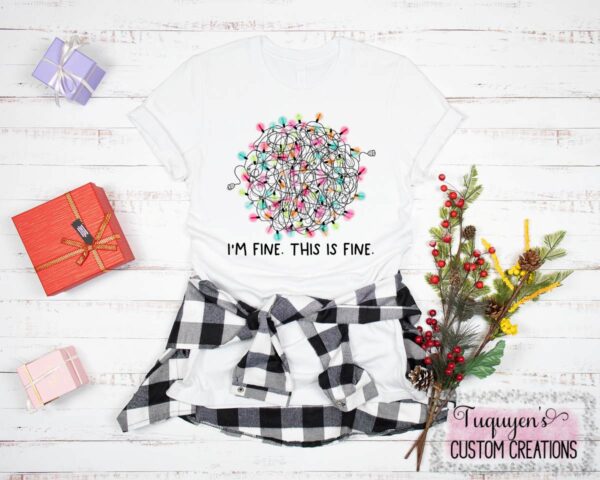 I'm Fine This is Fine Tangled Christmas Lights T-Shirt for Adults