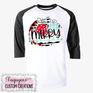Merry and Bright Christmas Raglan Shirt for Adults