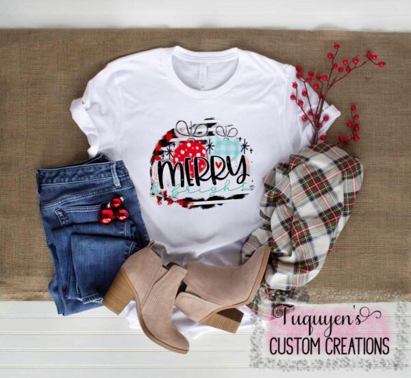 Merry and Bright Christmas T-Shirt for Adults