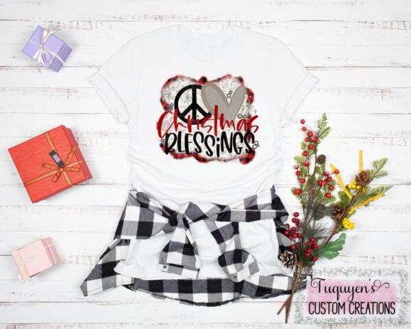 Peace Love Christmas Blessings T-Shirt for Adults