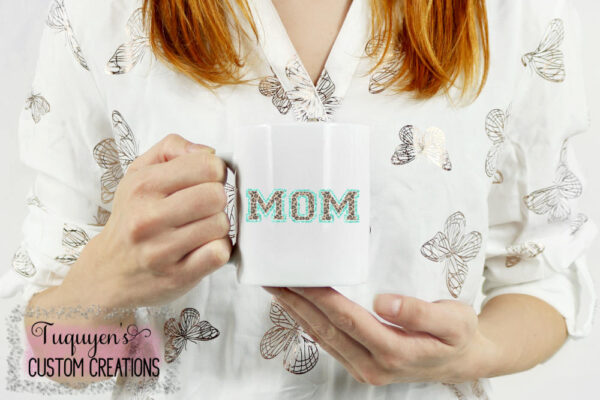 Customized Mom Mama Leopard and Faux Teal Glitter Print Coffee Mug