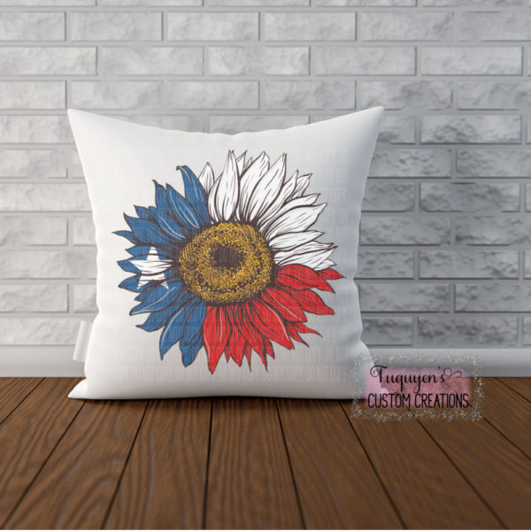 Texas Flag Sunflower Square Throw Pillow