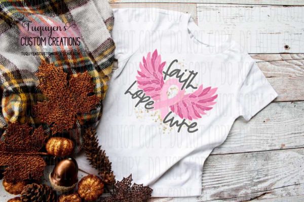 Faith Hope Cure Breast Cancer Awareness T-Shirt