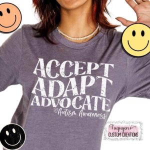 Accept Adapt Advocate Autism Awareness T-Shirt for Adults
