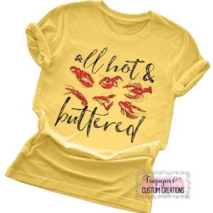 All Hot & Buttered Crawfish Mardi Gras T-Shirt for Adults