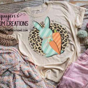 Bunny in Leopard Circle Easter T-Shirt for Adults