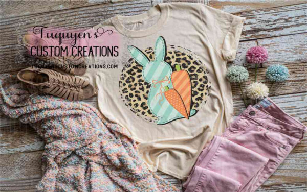 Bunny in Leopard Circle Easter T-Shirt for Adults