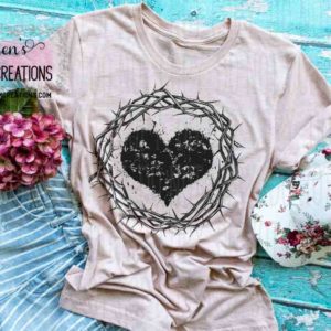 Heart and Crown of Thorns Easter T-Shirt for Adults
