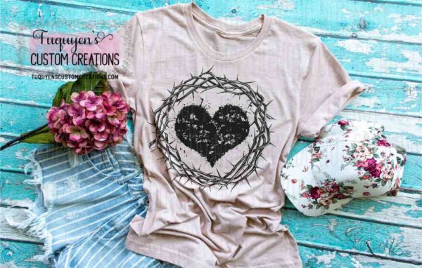 Heart and Crown of Thorns Easter T-Shirt for Adults