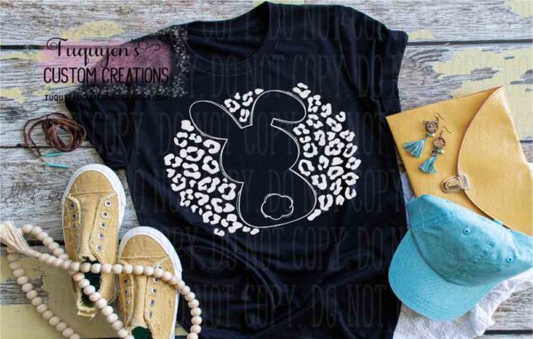 Easter Bunny on Leopard Print Background Easter T-Shirt for Adults