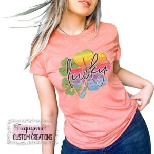 Lucky Rainbow Clover St. Patrick's Day T-Shirt for Adults