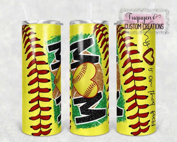Softball Mom Insulated 20 oz. Tumbler with Lid and Straw