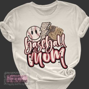 Retro Baseball Mom Leopard Print Lightning Bolt Retro Baseball T-Shirt for Adults