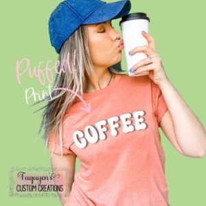 Coffee Puffed Print T-Shirt for Adults
