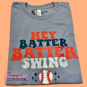 Hey Batter Batter Swing Baseball T-Shirt for Adults