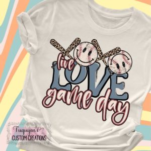 Live Love Game Day Baseball Mom Leopard Print Baseball T-Shirt for Adults