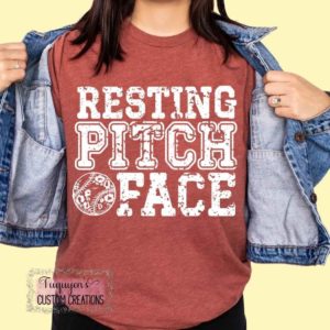 Resting Pitch Face Baseball Softball T-Shirt for Adults