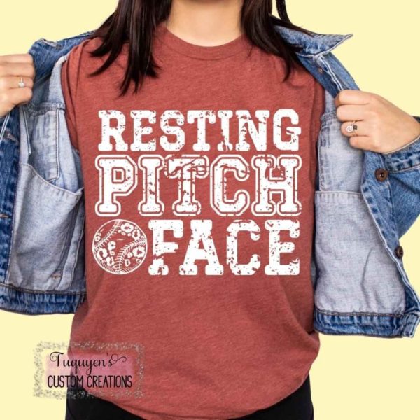 Resting Pitch Face Baseball Softball T-Shirt for Adults