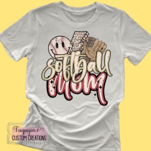 Retro Softball Mom Leopard Print Lightning Bolt Retro Baseball T-Shirt for Adults
