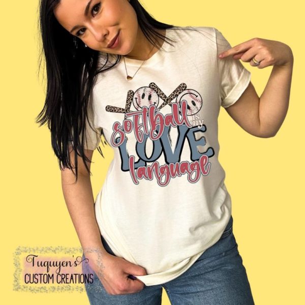Softball is My Love Language Retro T-Shirt for Adults