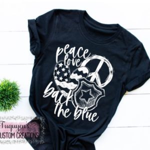 Peace Love Back the Blue T-Shirt for Adults