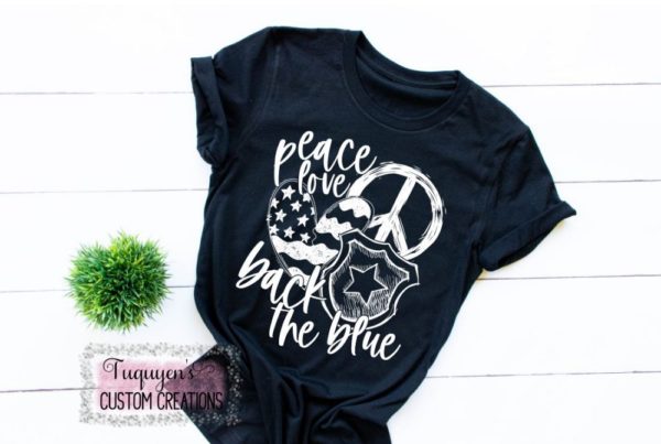 Peace Love Back the Blue T-Shirt for Adults
