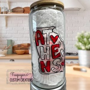 Athens Georgia Glass Jar Tumbler with Lid and Straw
