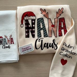 Personalized Mama Grandma Nana Mimi Claus Christmas Shirt with Kids' Grandkids' Names
