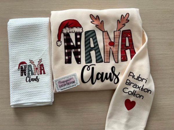 Personalized Mama Grandma Nana Mimi Claus Christmas Shirt with Kids' Grandkids' Names